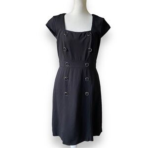 White House Black Market Black Button Front Cap Sleeve Sheath Dress | Size 4
